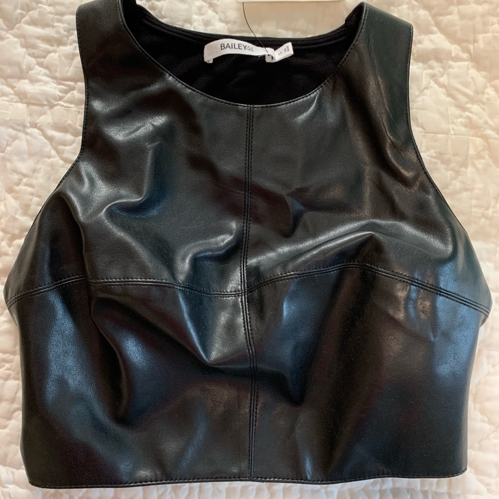Soft faux leather front crop top - Bailey44